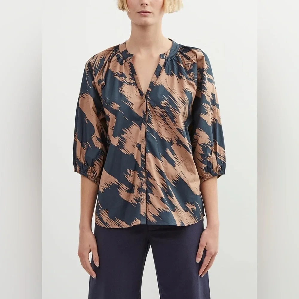 Apiece Apart Mitte Top | Abstract Brown / Black Animal Ikat Women's Sz M
